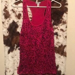 Woman’s pink sequin tank top
